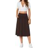 imageLYANER Womens Elastic High Waist Knee Length Aline Hem Basic Casual Midi Skirt with PocketsBrown