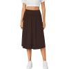 imageLYANER Womens Elastic High Waist Knee Length Aline Hem Basic Casual Midi Skirt with PocketsBrown