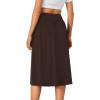 imageLYANER Womens Elastic High Waist Knee Length Aline Hem Basic Casual Midi Skirt with PocketsBrown