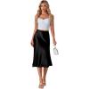 imageLYANER Womens Elegant Satin Silky Skirt High Waist Flared Zipper A Line Midi SkirtsBlack