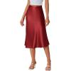 imageLYANER Womens Elegant Satin Silky Skirt High Waist Flared Zipper A Line Midi SkirtsBurgundy
