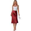 imageLYANER Womens Elegant Satin Silky Skirt High Waist Flared Zipper A Line Midi SkirtsBurgundy