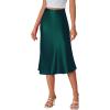 imageLYANER Womens Elegant Satin Silky Skirt High Waist Flared Zipper A Line Midi SkirtsDark Green