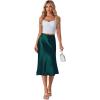 imageLYANER Womens Elegant Satin Silky Skirt High Waist Flared Zipper A Line Midi SkirtsDark Green
