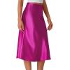 imageLYANER Womens Elegant Satin Silky Skirt High Waist Flared Zipper A Line Midi SkirtsRose