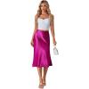 imageLYANER Womens Elegant Satin Silky Skirt High Waist Flared Zipper A Line Midi SkirtsRose