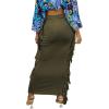 imageLYANER Womens Fringed Side Tassels Elastic Waist Slim Bodycon Pencil Maxi SkirtsArmy Green