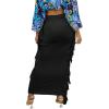 imageLYANER Womens Fringed Side Tassels Elastic Waist Slim Bodycon Pencil Maxi SkirtsBlack