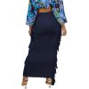imageLYANER Womens Fringed Side Tassels Elastic Waist Slim Bodycon Pencil Maxi SkirtsDark Blue