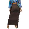 imageLYANER Womens Fringed Side Tassels Elastic Waist Slim Bodycon Pencil Maxi SkirtsDark Brown