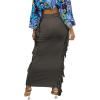 imageLYANER Womens Fringed Side Tassels Elastic Waist Slim Bodycon Pencil Maxi SkirtsDark Gray