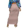 imageLYANER Womens Fringed Side Tassels Elastic Waist Slim Bodycon Pencil Maxi SkirtsDusty Pink