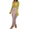 imageLYANER Womens Fringed Side Tassels Elastic Waist Slim Bodycon Pencil Maxi SkirtsDusty Pink