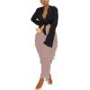 imageLYANER Womens Fringed Side Tassels Elastic Waist Slim Bodycon Pencil Maxi SkirtsDusty Pink