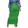 imageLYANER Womens Fringed Side Tassels Elastic Waist Slim Bodycon Pencil Maxi SkirtsGrass Green