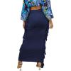 imageLYANER Womens Fringed Side Tassels Elastic Waist Slim Bodycon Pencil Maxi SkirtsNavy Blue