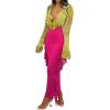 imageLYANER Womens Fringed Side Tassels Elastic Waist Slim Bodycon Pencil Maxi SkirtsRose
