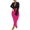 imageLYANER Womens Fringed Side Tassels Elastic Waist Slim Bodycon Pencil Maxi SkirtsRose