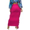 imageLYANER Womens Fringed Side Tassels Elastic Waist Slim Bodycon Pencil Maxi SkirtsRose