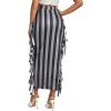 imageLYANER Womens Fringed Side Tassels Elastic Waist Slim Bodycon Pencil Maxi SkirtsStripe Gray