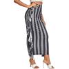 imageLYANER Womens Fringed Side Tassels Elastic Waist Slim Bodycon Pencil Maxi SkirtsStripe Gray