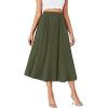 imageLYANER Womens High Elastic Waist Pleated Flare A Line Midi Skirt with PocketsArmy Green