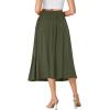 imageLYANER Womens High Elastic Waist Pleated Flare A Line Midi Skirt with PocketsArmy Green