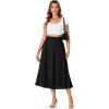 imageLYANER Womens High Elastic Waist Pleated Flare A Line Midi Skirt with PocketsBlack