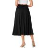 imageLYANER Womens High Elastic Waist Pleated Flare A Line Midi Skirt with PocketsBlack