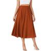 imageLYANER Womens High Elastic Waist Pleated Flare A Line Midi Skirt with PocketsBurnt Orange