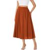 imageLYANER Womens High Elastic Waist Pleated Flare A Line Midi Skirt with PocketsBurnt Orange