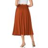 imageLYANER Womens High Elastic Waist Pleated Flare A Line Midi Skirt with PocketsBurnt Orange