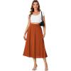 imageLYANER Womens High Elastic Waist Pleated Flare A Line Midi Skirt with PocketsBurnt Orange