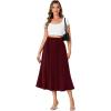 imageLYANER Womens High Elastic Waist Pleated Flare A Line Midi Skirt with PocketsCoffee