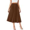 imageLYANER Womens High Elastic Waist Pleated Flare A Line Midi Skirt with PocketsDark Red