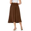 imageLYANER Womens High Elastic Waist Pleated Flare A Line Midi Skirt with PocketsDark Red