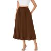 imageLYANER Womens High Elastic Waist Pleated Flare A Line Midi Skirt with PocketsDark Red