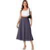 imageLYANER Womens High Elastic Waist Pleated Flare A Line Midi Skirt with PocketsDusty Blue