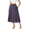 imageLYANER Womens High Elastic Waist Pleated Flare A Line Midi Skirt with PocketsDusty Blue