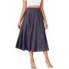 imageLYANER Womens High Elastic Waist Pleated Flare A Line Midi Skirt with PocketsDusty Blue