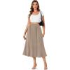 imageLYANER Womens High Elastic Waist Pleated Flare A Line Midi Skirt with PocketsKhaki