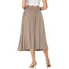imageLYANER Womens High Elastic Waist Pleated Flare A Line Midi Skirt with PocketsKhaki