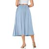 imageLYANER Womens High Elastic Waist Pleated Flare A Line Midi Skirt with PocketsLight Blue