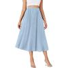 imageLYANER Womens High Elastic Waist Pleated Flare A Line Midi Skirt with PocketsLight Blue