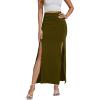 imageLYANER Womens High Waist Slit Split Solid Bodycon Long Maxi SkirtArmy Green
