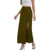 imageLYANER Womens High Waist Slit Split Solid Bodycon Long Maxi SkirtArmy Green