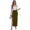 imageLYANER Womens High Waist Slit Split Solid Bodycon Long Maxi SkirtArmy Green