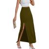 imageLYANER Womens High Waist Slit Split Solid Bodycon Long Maxi SkirtArmy Green