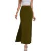 imageLYANER Womens High Waist Slit Split Solid Bodycon Long Maxi SkirtArmy Green