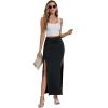 imageLYANER Womens High Waist Slit Split Solid Bodycon Long Maxi SkirtBlack